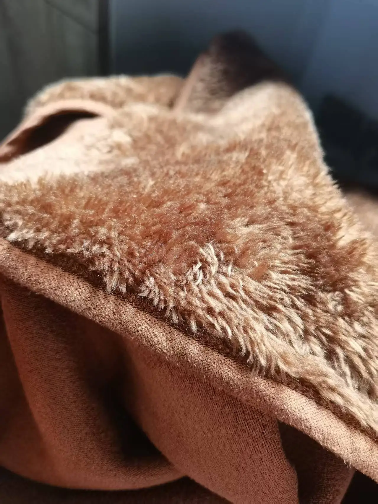 Weiche und Dünne Kunstlammwolle Wildleder-Jacke in Braun für Damen, Winter Koreanischer und Japanischer Stil Locker Sitzend – Detail 4