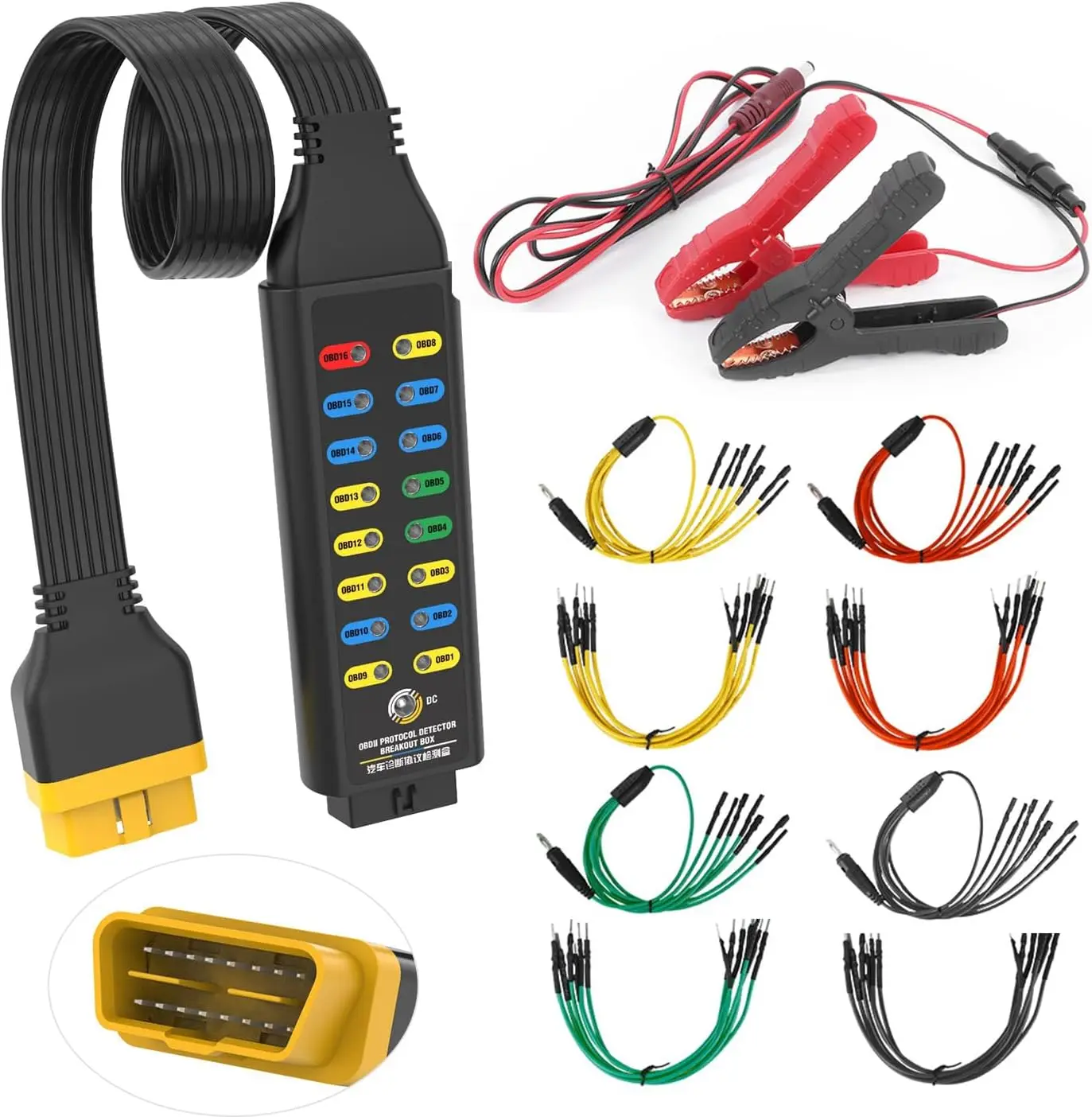 

OBD2 Breakout Box with 16-Pin CAN Interface, 17.7-inch Cable for Automotive Diagnostic Testing