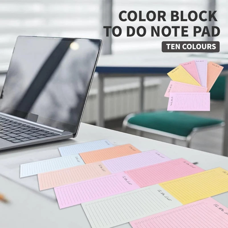 20CB 10 Pcs Sticky Notes Self-Adhesive Memo Note Pad To Do List Post Note Convenient Sticky Notes Pads with Lines for Student