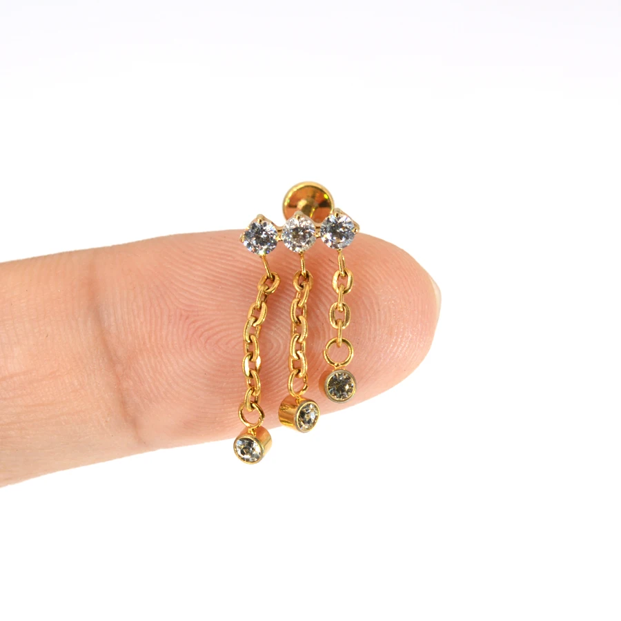 الزركون هيئة ثقب المجوهرات ، G23 التيتانيوم سلسلة ، استرخى الأذن ترصيع ، الزركون أعلى Labret ، الأذن شماعات سلاسل ، منحني بار قلادة