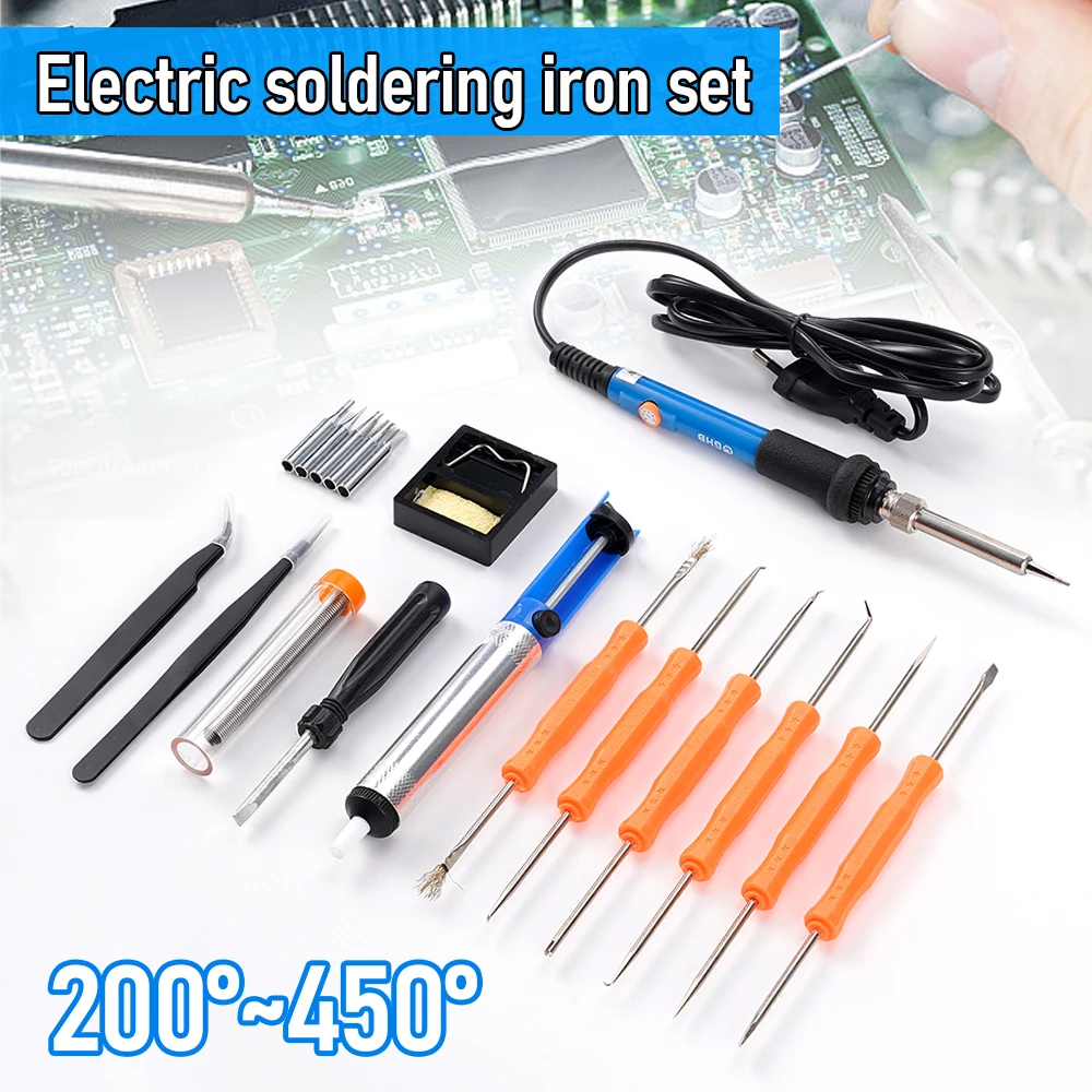 Adjustable Temperature Soldering Iron Set 60W Multifunctional Portable Precision Soldering Solder Heat Repair Tool US/EU Plug