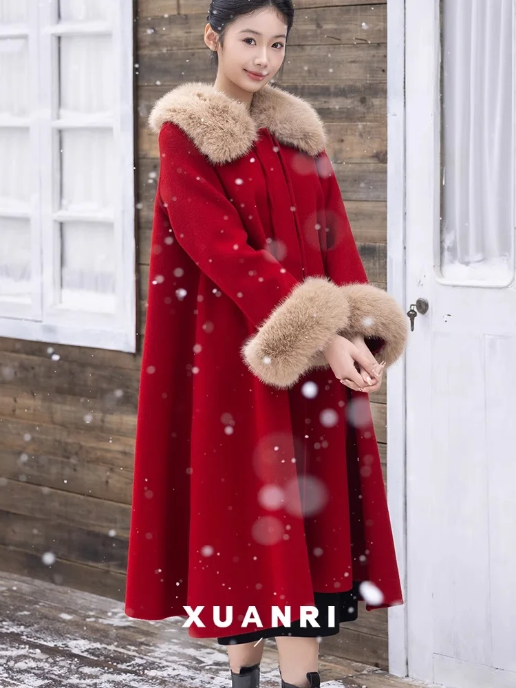 

Зимнее лимитированное пальто выше колена для молодых женщин в стиле Хепберн, британский принцесский ветрозащитный плащ, цветной, в стиле Принц.