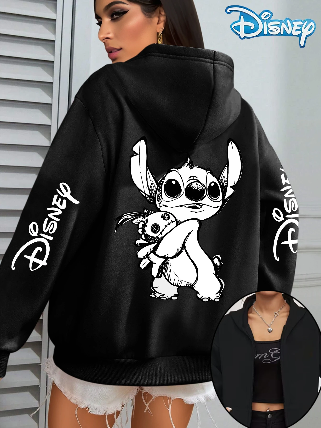 ديزني غرزة سستة هوديس الصوف البلوز سترة المرأة الرجال القطن الخريف بلوفر شتوي معاطف المتضخم #2