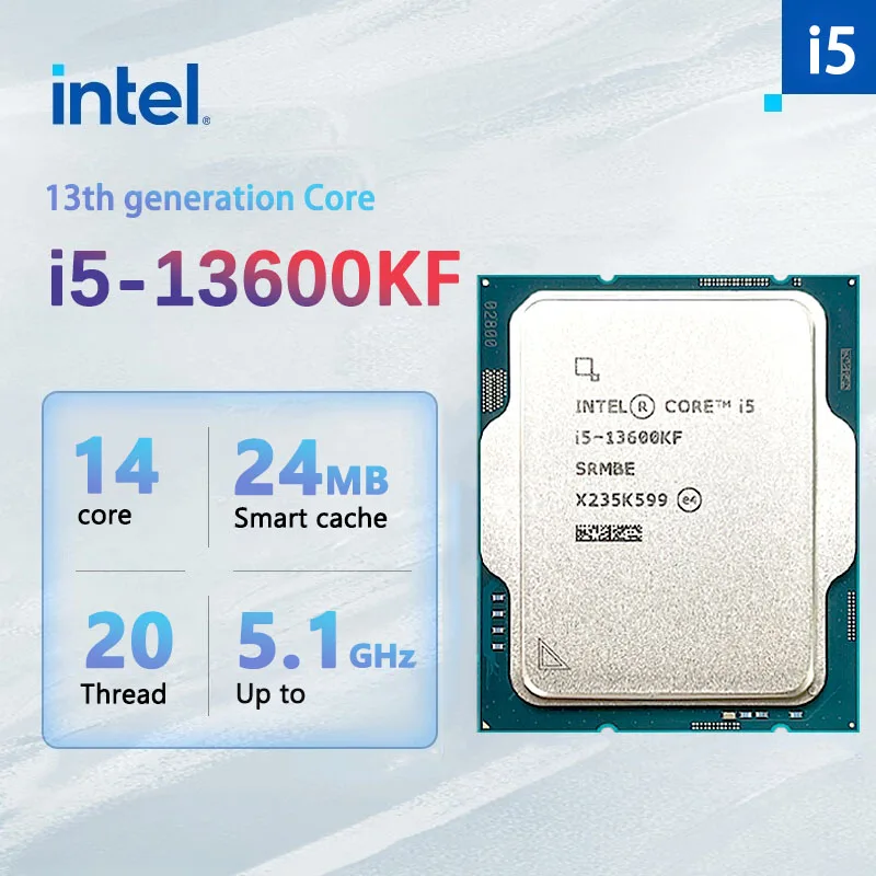 Intel Core i5-13600KF i5 13600KF 3.5 GHz 14-Core 20-Thread CPU Processor 10NM L3=24M 125W LGA 1700 Tray New but without Cooler