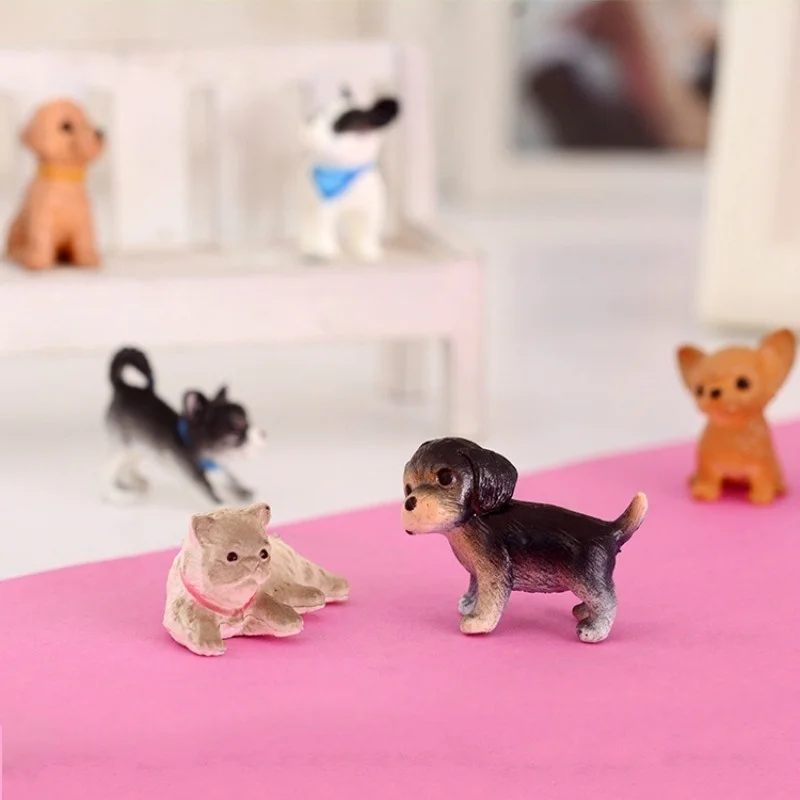 1:12 6Pcs Scale Simulation Cat and Dog Dollhouse Miniature Model Doll House Decoration Dolls Accessories