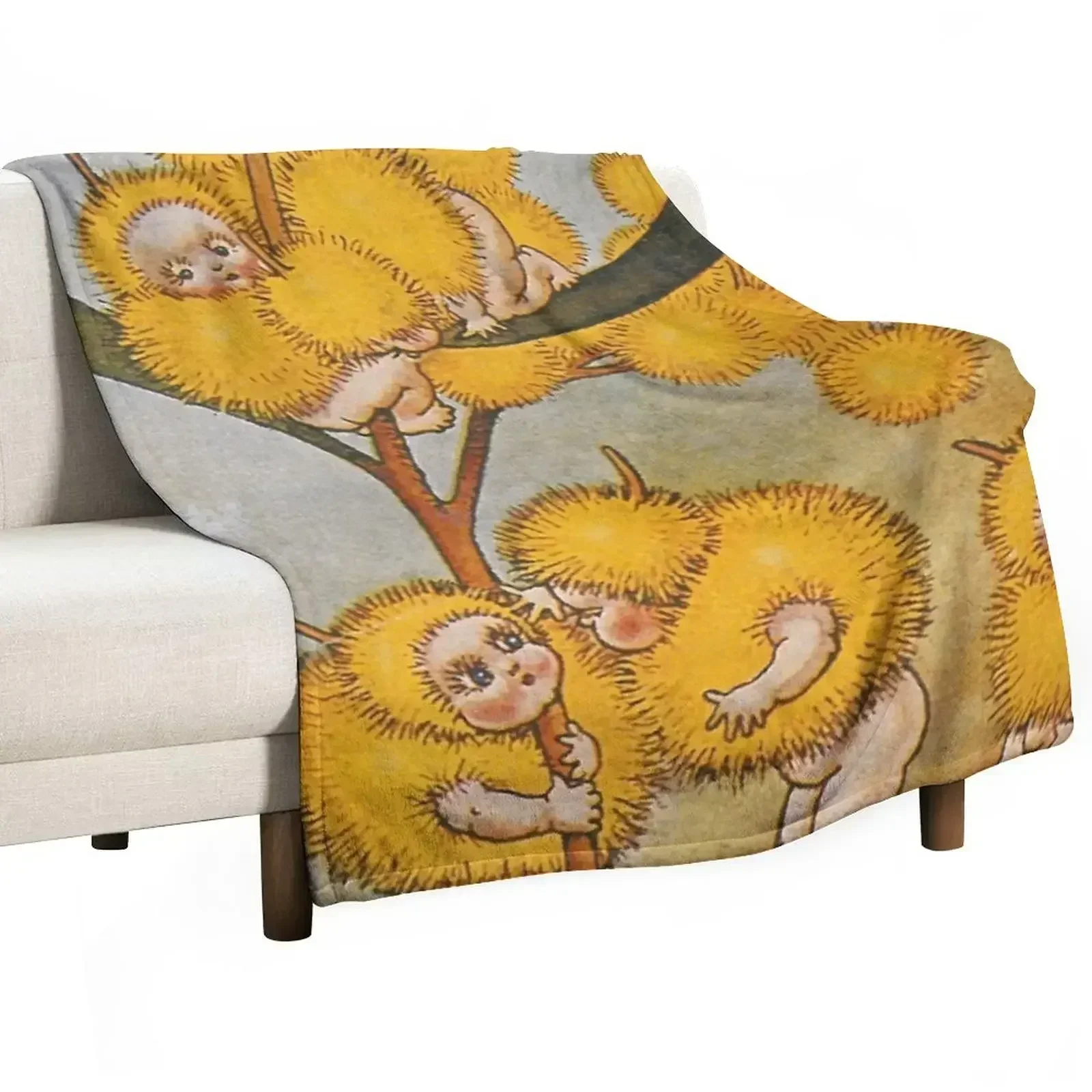 

Wattle Babies - May Gibbs Print Throw Blanket Flannels Cute valentine gift ideas Multi-Purpose Blankets