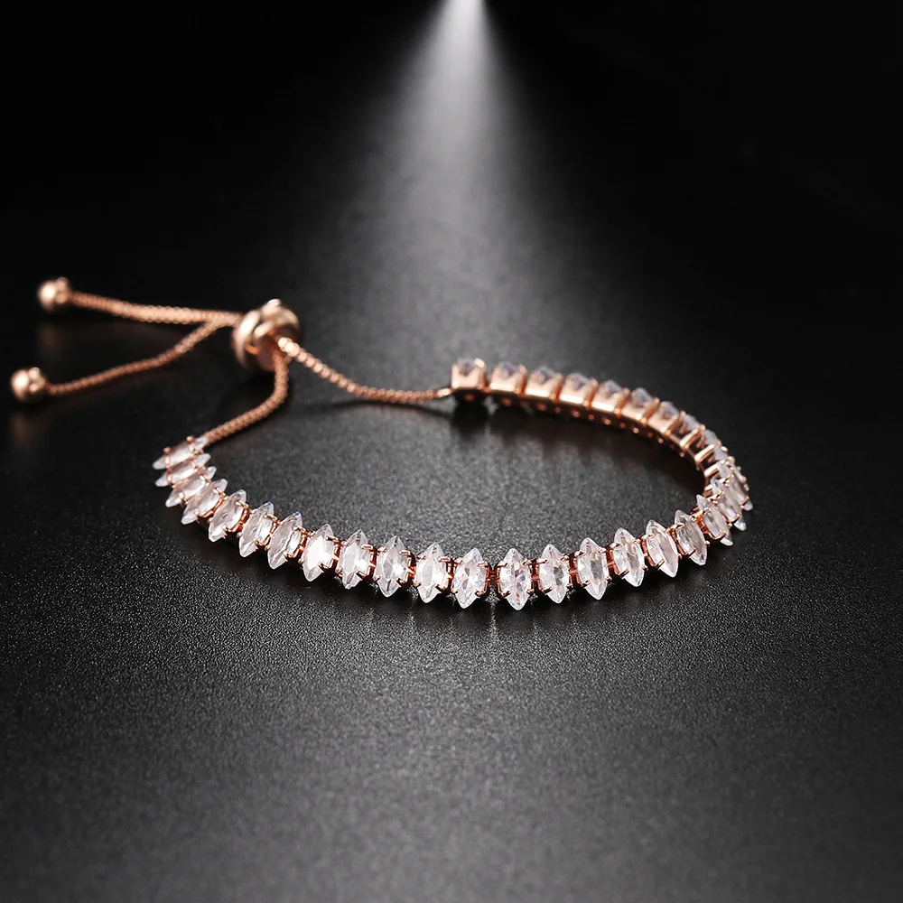 Eye Shape CZ Tennis Bracelets on Hand Kpop Gold Color Adjustable Iced Out Chain Zircon Bangle for Women Friend Gift Jewelry 2024 view 4