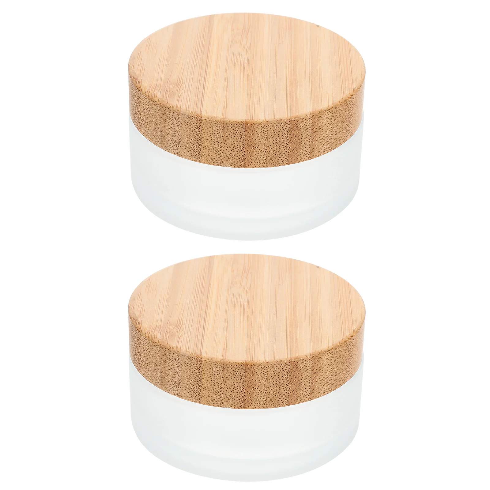 

2Pcs Bamboo Lid Jars Premium Glass Facial Cream Storage Containers Portable Small Reusable Face Cream Balm Body Butter