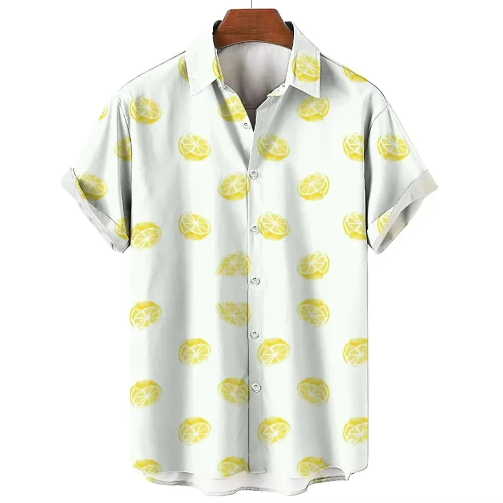 Hawaiian Shirt Men 3D Fruit Print Shirts Summer Men's Clothing Coconut Pattern Short Sleeve Top Casual Streetwear Oversized Tees