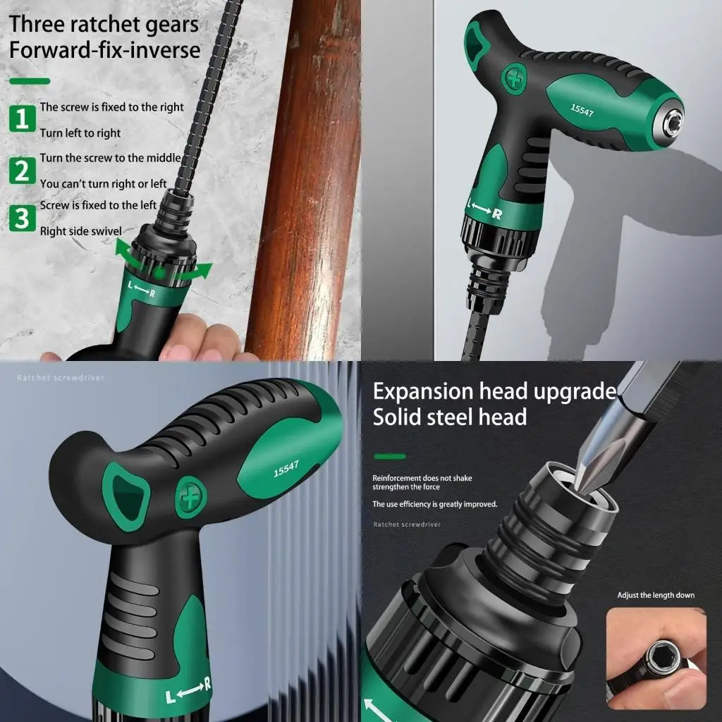 

Y1UD T-Type Screwdriver Set Ratchet Impact Screw Driver Bit Handle