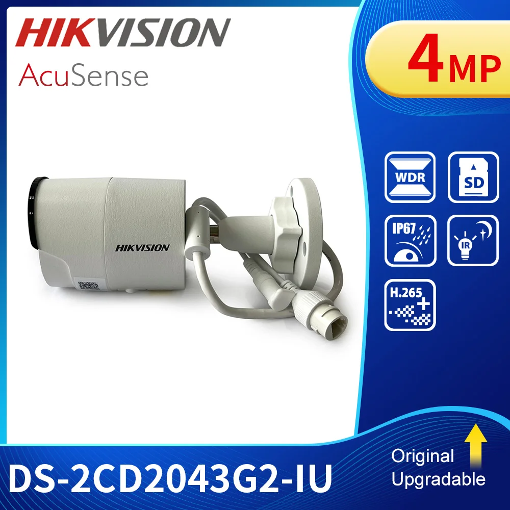 Hikvision 4MP AcuSense CCTV Camera Outdoor POE DS-2CD2043G2-I DS-2CD2043G2-IU Built-in Mic Bullet Network IP Camera