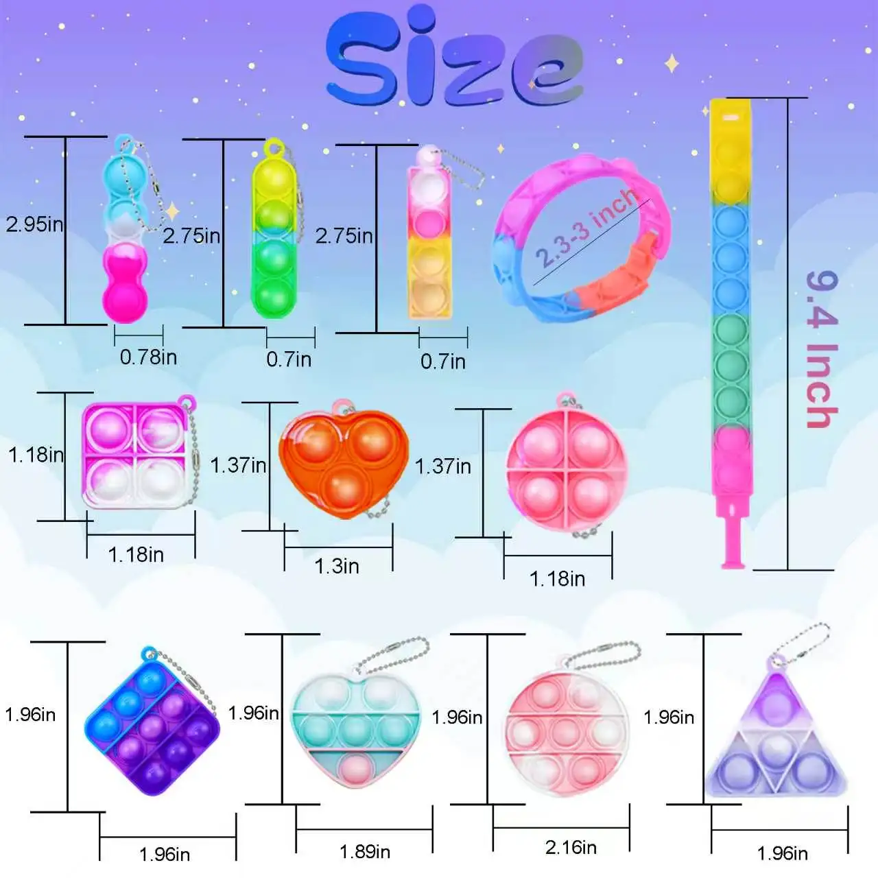Mini Pop Keychain Fidget Toys for Kids-Birthday Party Favors Stocking Stuffers Classroom Prizes Stress Relief Toys For Children view 2
