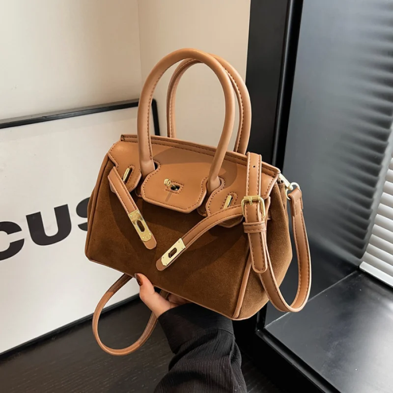 Women's Fashion Handbags  Women's High-Grade Bag2023New Vintage Style Niche Lock Bag Autumn Trend Versatile Shoulder Crossbody H