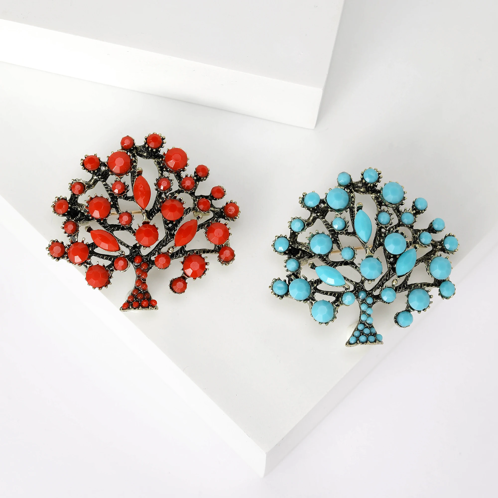 Enamel Tibetan Style Money Tree Pins for Women Unisex Glass Plant Brooches Office Party Friend Gifts Jewelry Accessories