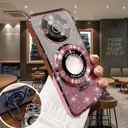 Luxury Magnetic Suction Stand Phone Case for Realme 12 11 Pro 10 C 67 65 4G 55 53 30 V 25 13 F 17 11 PRO Anti Drop Bracket Shell