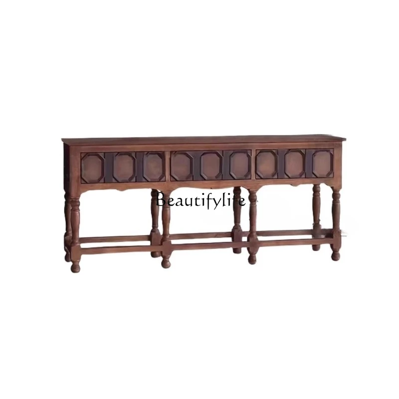 

American retro solid wood dining side cabinet French light luxury home front door living room partition cabinet
