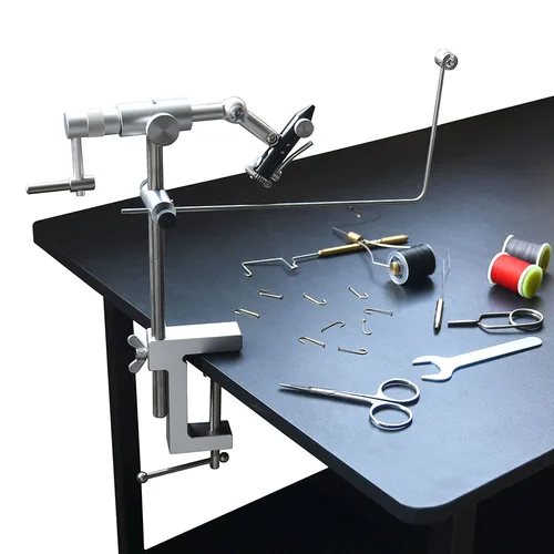 Imagen 2 del producto MNFT 1 Juego de tornillo de banco giratorio de atado de moscas de 360 grados con abrazadera en C herramientas de atado de moscas de precisión de rotación de mandíbulas duras reforzadas