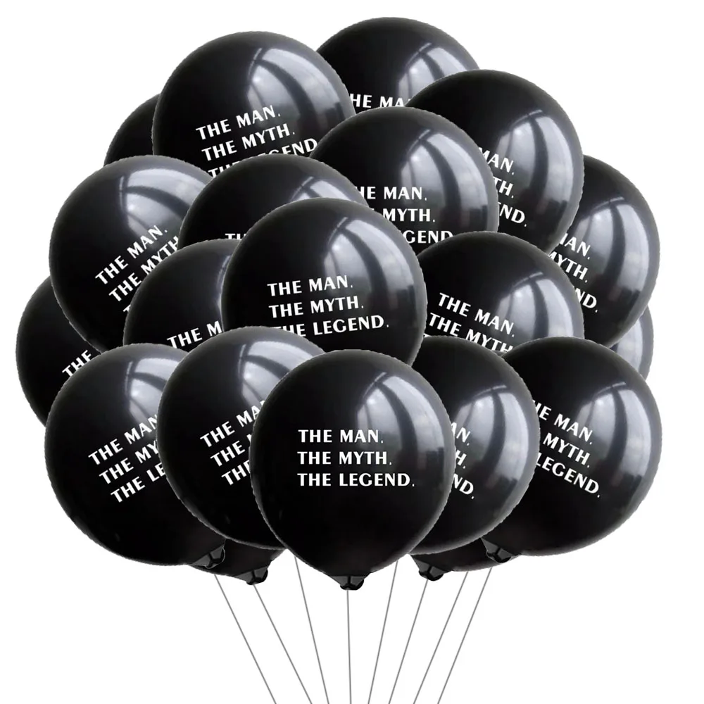 

20pcs The Man The Myth The Legend Balloons Black and White Men Party Balloons for Him Guy Funny Birthday Father's Day Decoration