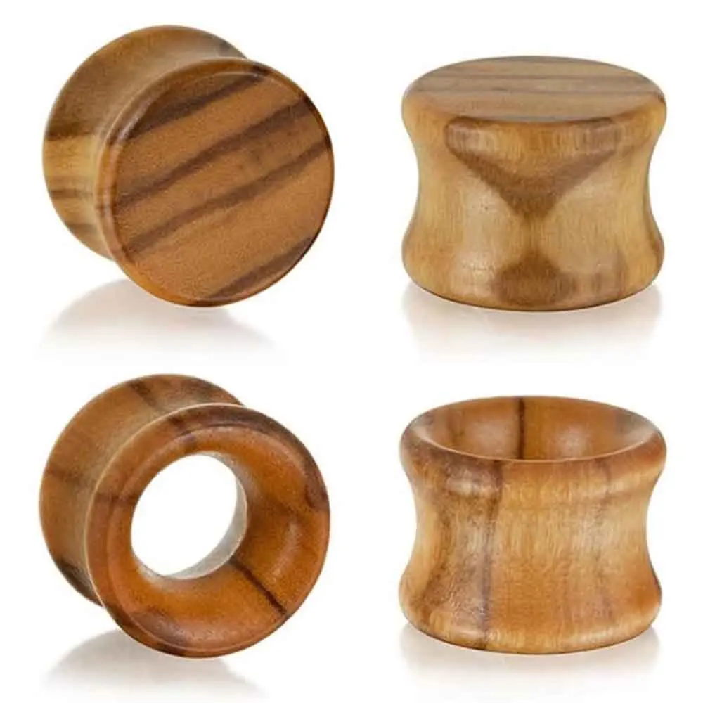 Natural Olive Wood Ear Plugs Tunnels Double Flared Expander Ear Gauges Stretched Piercing Body Jewelry 2g-13/16