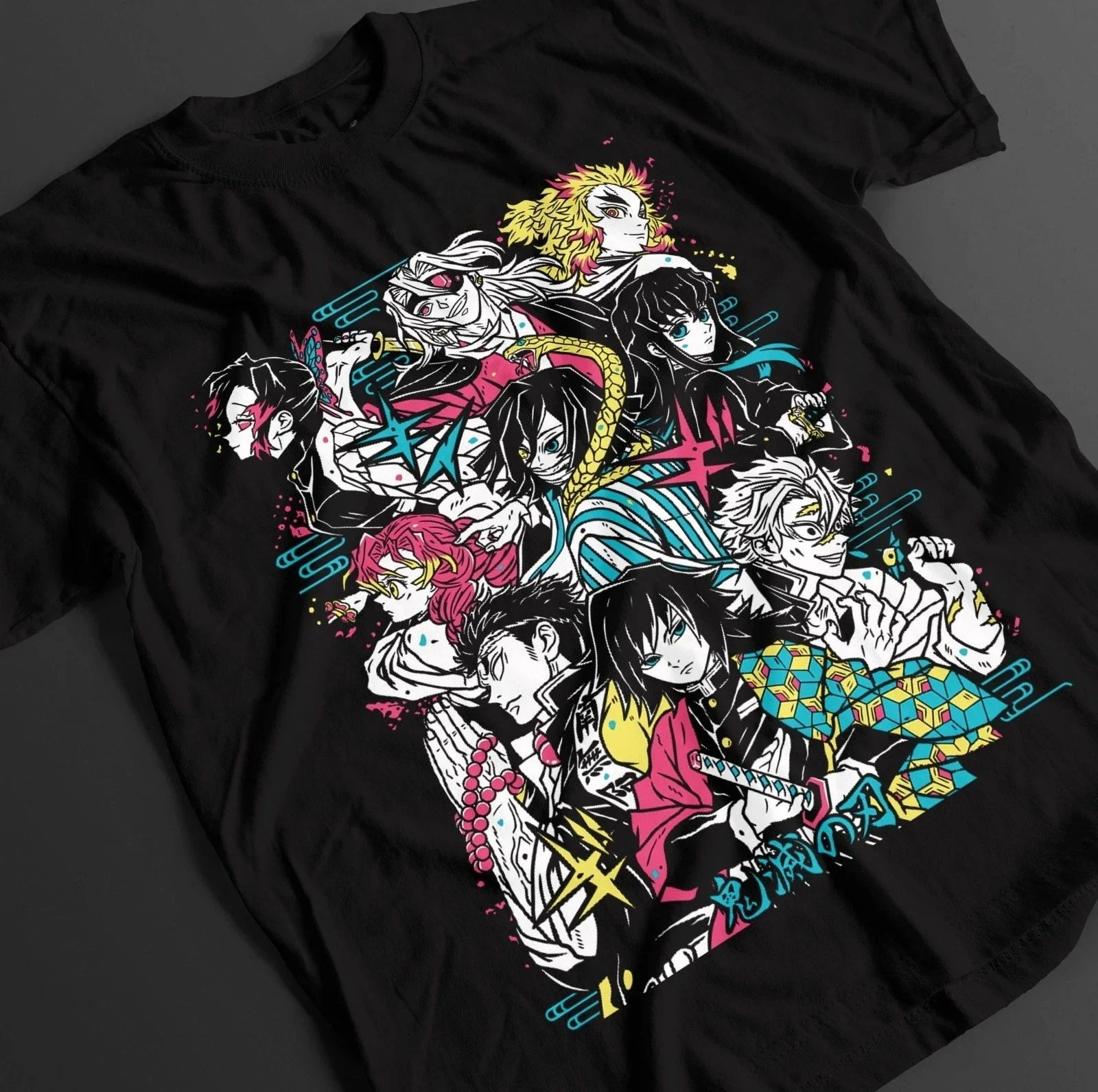

2026 Summer Ghost Slayer Nine Pillars Full Collection Printed Cotton Loose T-shirt, Unisex Anime Street Style Top