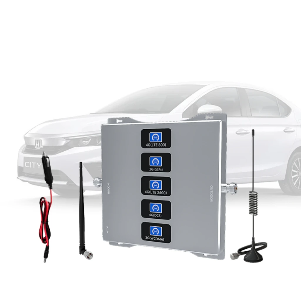 

High Gain Cellphone Signal Booster For Car Cell Phone Booster Repeater Five Band Signal Booster 800 900 1800 2100 2600