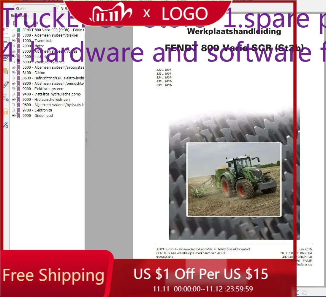 TruckEPC3 FENDT TRACTOR 15GB  PDF Diagrams, Operator & Workshop Manuals Netherland Language