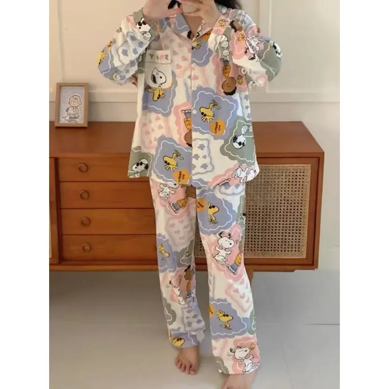 Novo amendoim snoopy bidimensional anime periféricos personalidade criativa impressão dos desenhos animados estudante loungewear manga longa conjunto presente