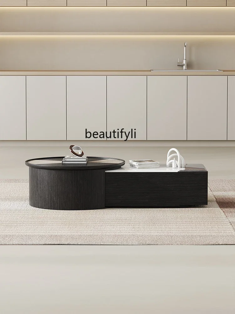 

K185 Simple Modern Retractable Super Crystal Stone Endtable Living Room Home Small Apartment Light Luxury Tea Table