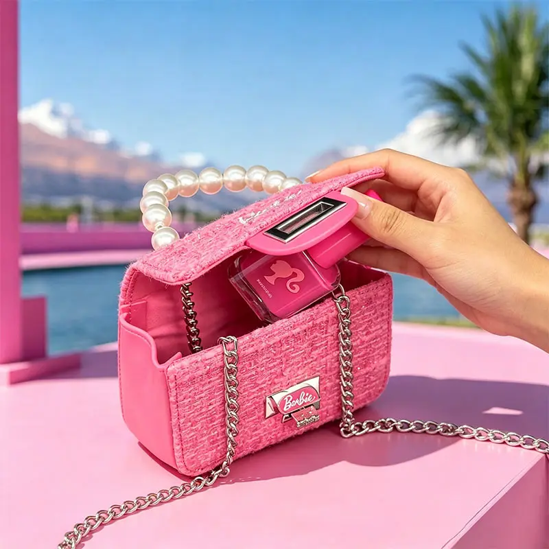 Barbie Tweed Jelly Bag Women Mini Shoulder Bag Cute Pearl Handle Handbag Fashion Crossbody Purse Girls Gift Trendy Small Bag
