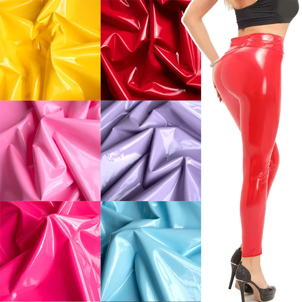 50x150cm Stretch Glossy Leather Fabric Elastic Faux PU for DIY Sewing Dress Skirt Trousers Clothing Car Cushion Crafts Materials