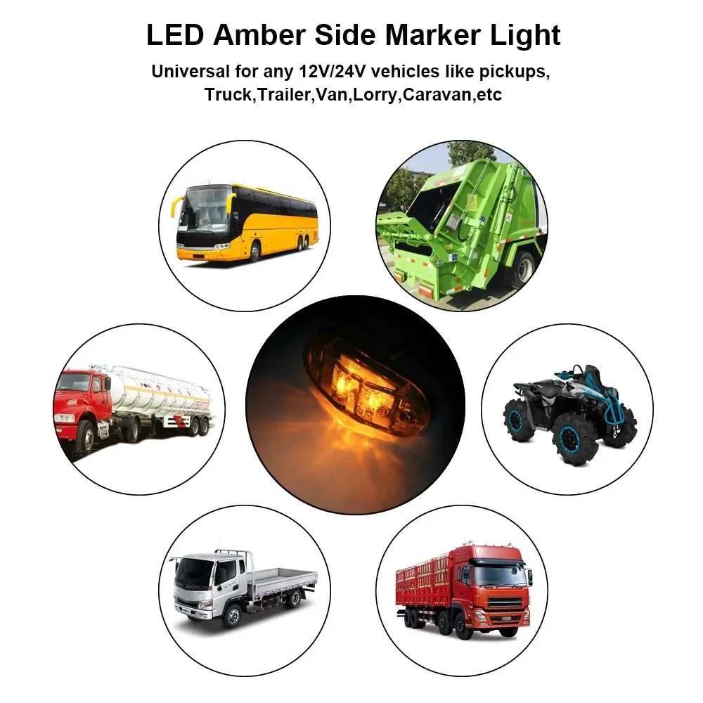 2 Stuks 12 V/24 V Led Zijmarkeringslichten Auto Externe Verlichting Waarschuwing Achterlicht Auto Trailer vrachtwagen Vrachtwagen Lampen Wit Rood Geel Kleur