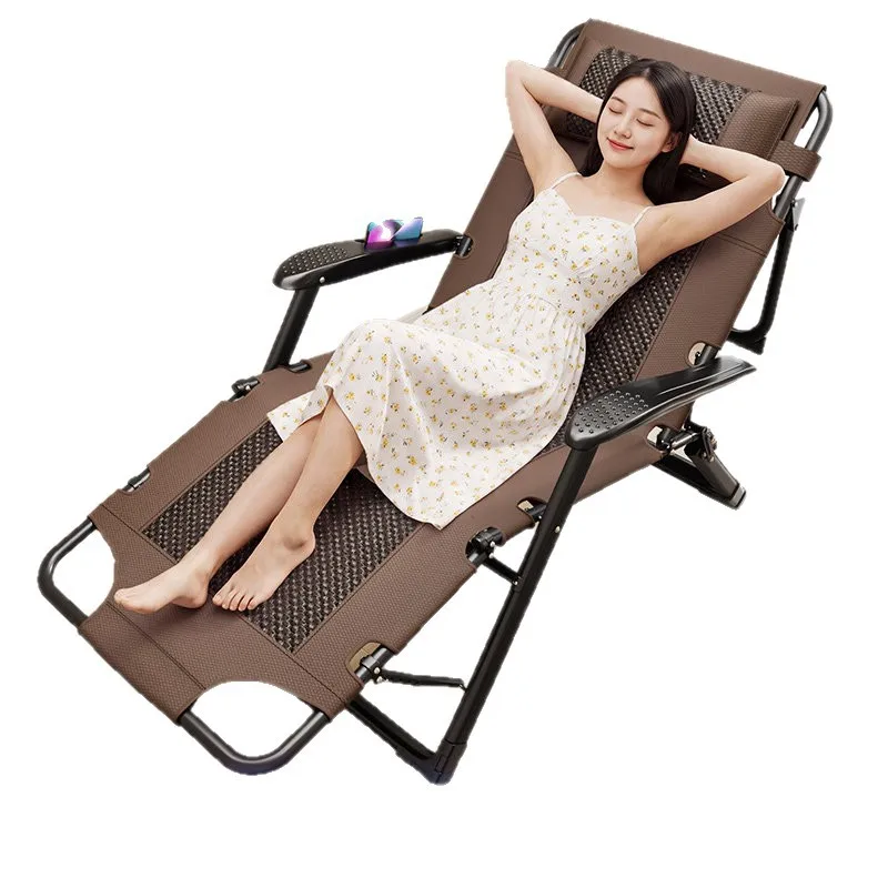 Reclining chair folding lunch break Office can sit and lie down Home balcony Leisure New braided rattan chair