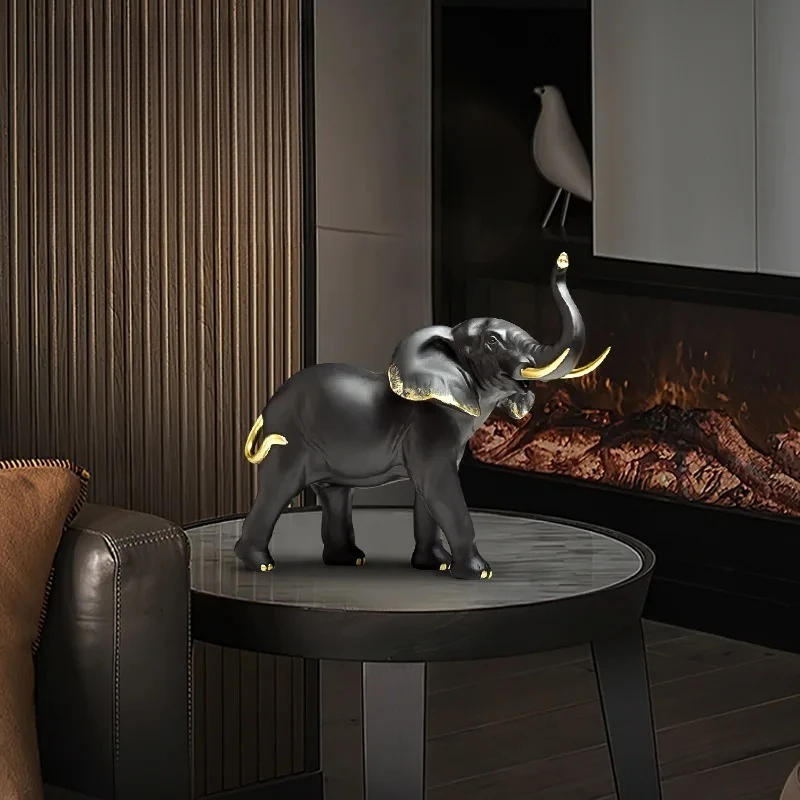 1pairs Creative Modern Decor Animal Resin Elephant Statues & Figurines Sculpture Living Room Table Ornaments Crafts
