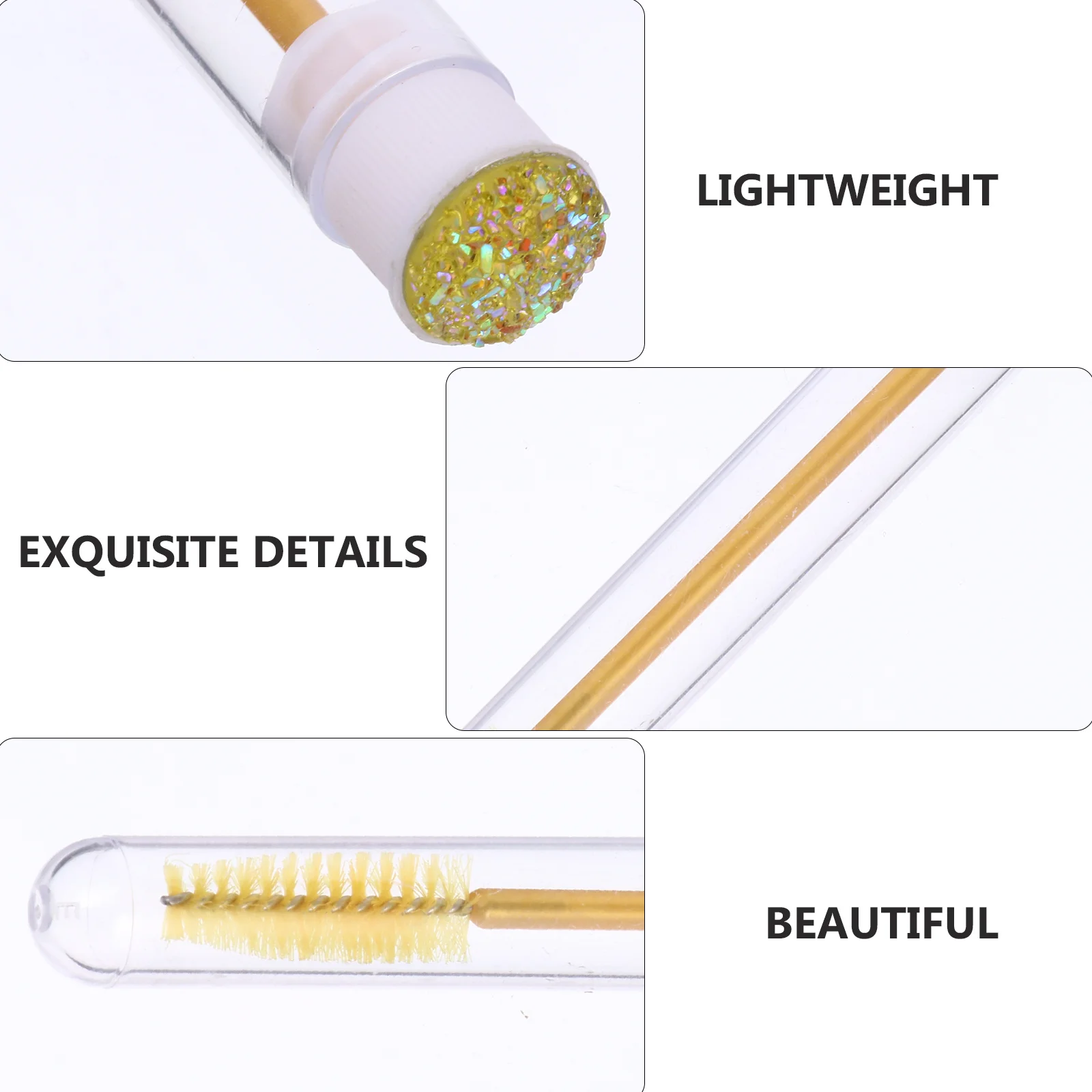 

20Pcs Eyelash Brushes Tube ABS Material Rhinestone Decorative Design Lightweight Safe for Home Travel Store Use Portable Eyelash
