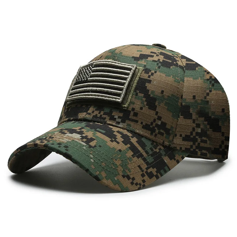 American Flag Camouflage Sticker Embroidered Baseball Cap Net Hat Men Outdoor Velcro Cap