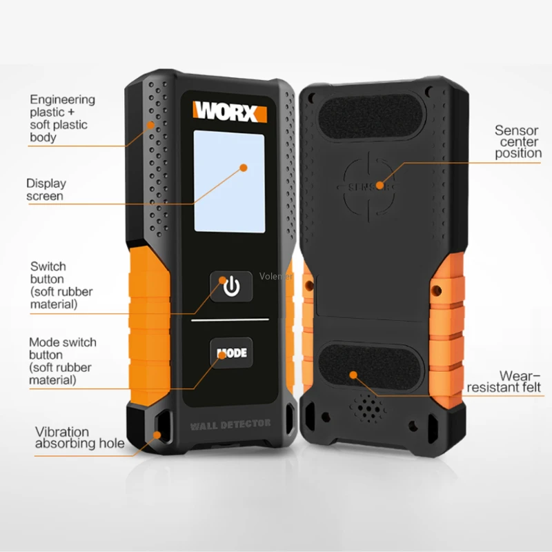 Youpin Worx Stud Finder WX085 3in1 Multifunctional Wall Detector Metal Wood&AC Cable Detector Digital Display USB Charger