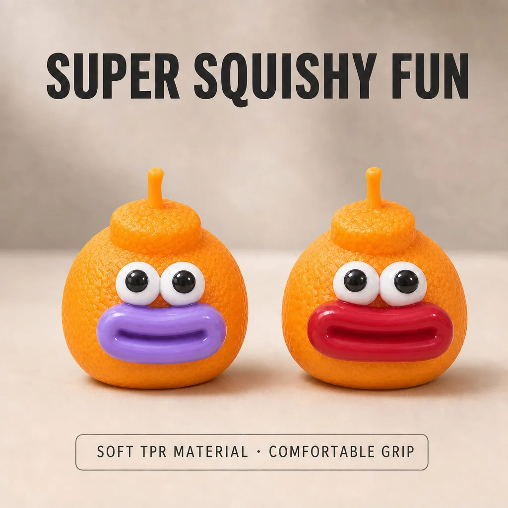 Cute Ugly Orange Building Blocks Squeeze Toy 2026 New Funny Face Slow Rebound Stress Relief Decompression Squishy Vent Toy Gift