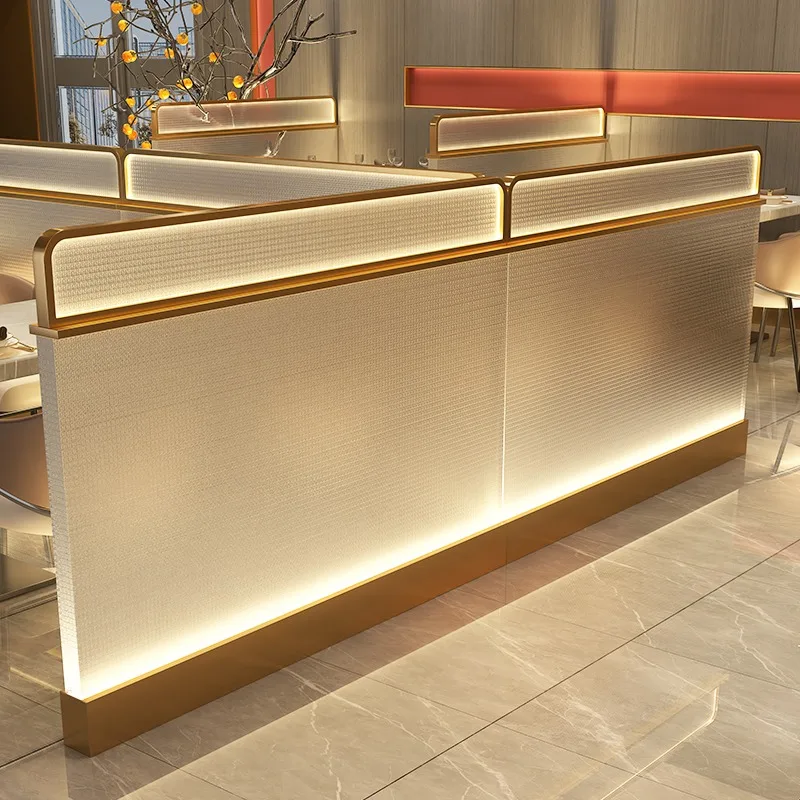 Restaurant Half Wall Partition Stainless Steel Glass Partition Wall Luminous Card Seat Low Wall Hotel