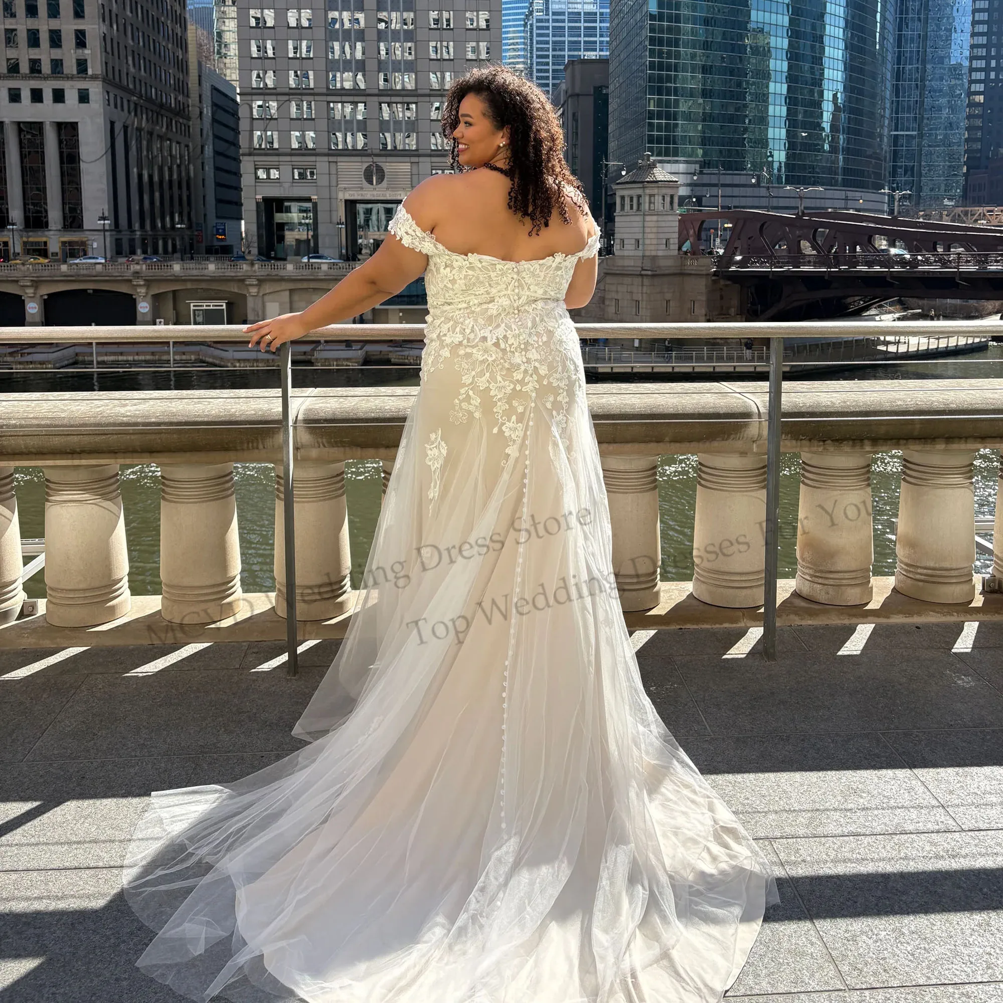 Plus Size Lace Mermaid Wedding Dress 2026 Off Shoulder Bridal Gown Romantic Civil Wedding Reception Dress for Women Customized