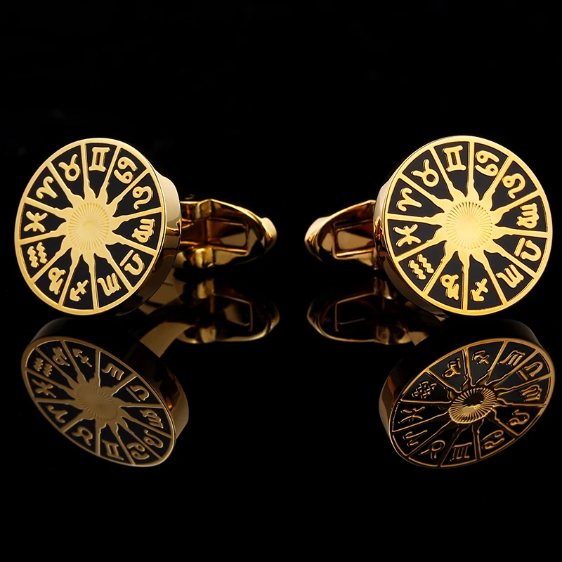KFLK Jewelry French shirt cufflinks for mens Brand Constellation Cuff link Wedding Button Gold-color High Quality guests
