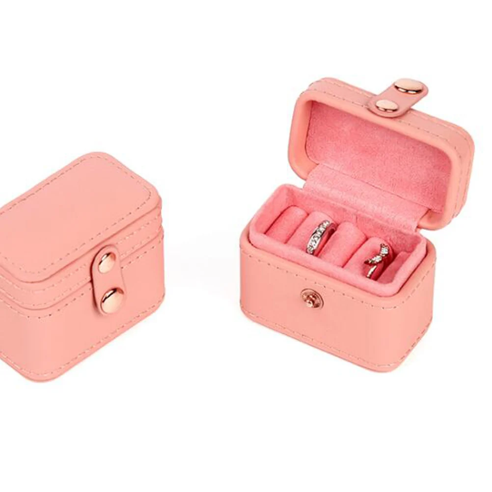 

Multifunctional Earring Rings Box Storage Organizer Jewelry Case Portable Travel Jewelry Case Gifts Box (Pink)