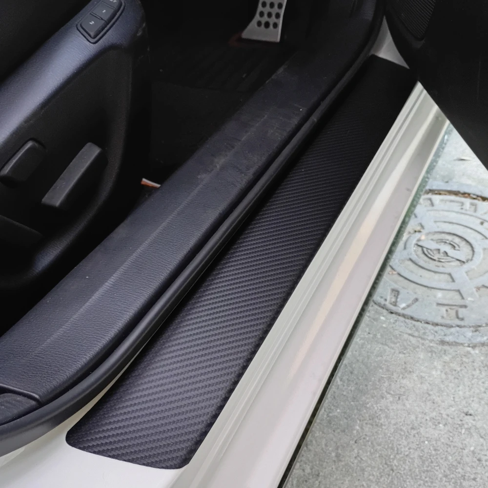 4PCS/5PCS set Carbon Fibre Threshold Protection Strip Universal Anti-scratch and Anti-collision Door Decorative Strip Sticker