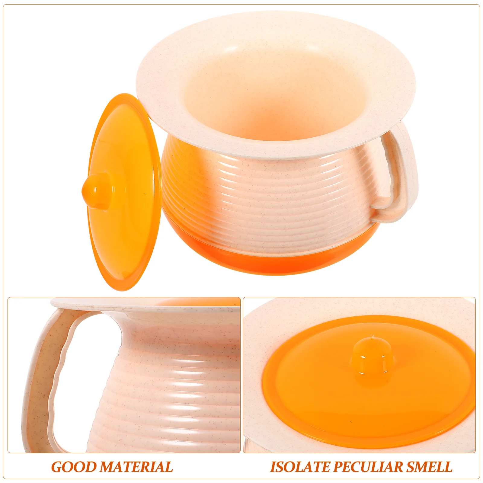 

Plastic Bedpan Spittoon Urine Bucket with Lid Sturdy Portable Chamber Pot Non-Slip Household Night Use for Elders