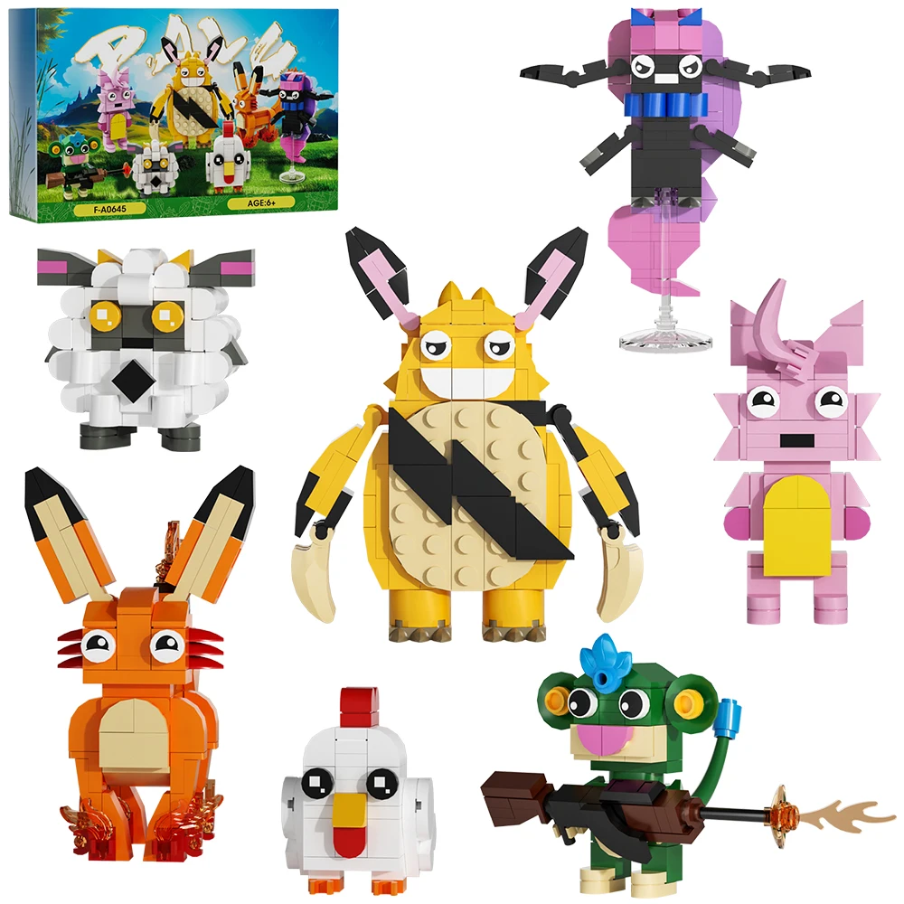 

Gobricks MOC Palworld Game Figure Dolls Building Block Model Cute Dolls Grizzbolt Foxparks Lamball Bricks Assembly Toys Kid Gift