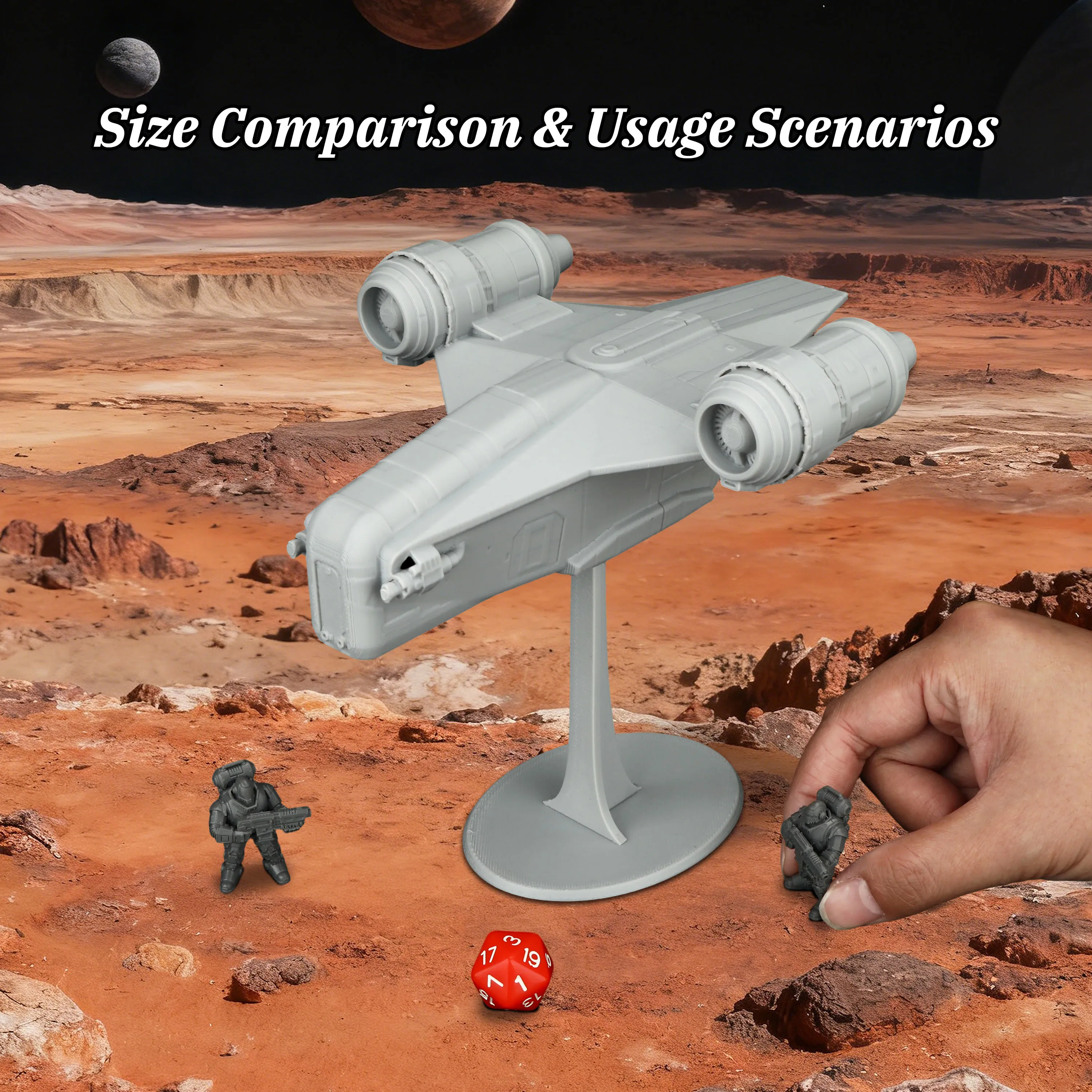 Sci-Fi Spaceship Miniature, Immersive Star-Travel Terrain for Tabletop RPG Adventures, Smooth Assembly, Fine Detailing