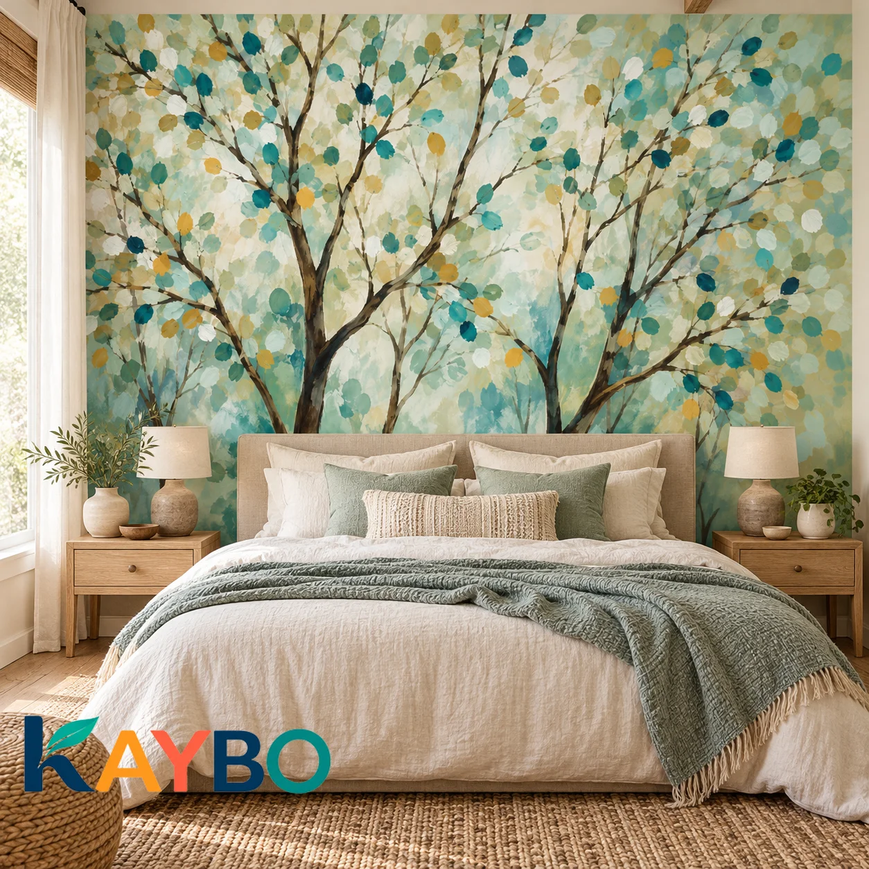 Tree Wallpaper Mural Watercolor Forest Nature Wall Decor Bedroom Living Room Accent Wall Covering Botanical Non Self Adhesive