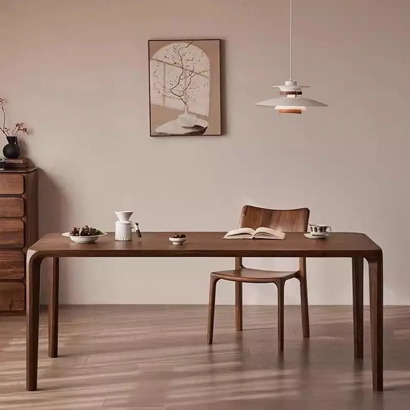 Aesthetic solid wood dining table antique desk household living room tea table walnut solid wood long table rectangular