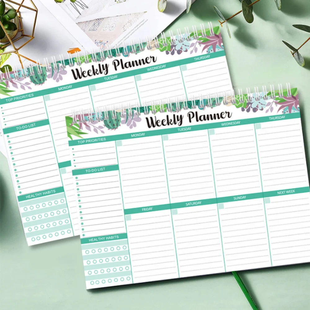 Planificador ancho para hacer, Bloc de notas de planificación semanal, horarios, papelería, planificador de comida semanal, cuaderno A5, planificador sin fecha