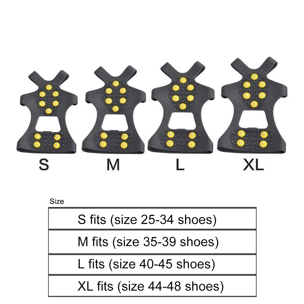 미끄럼 방지 스노우 아이스 클로, 열 플라스틱 탄성 고무 클라이밍 신발 스파이크 그립 클릿, 신발 커버 크램폰, 10 스터드