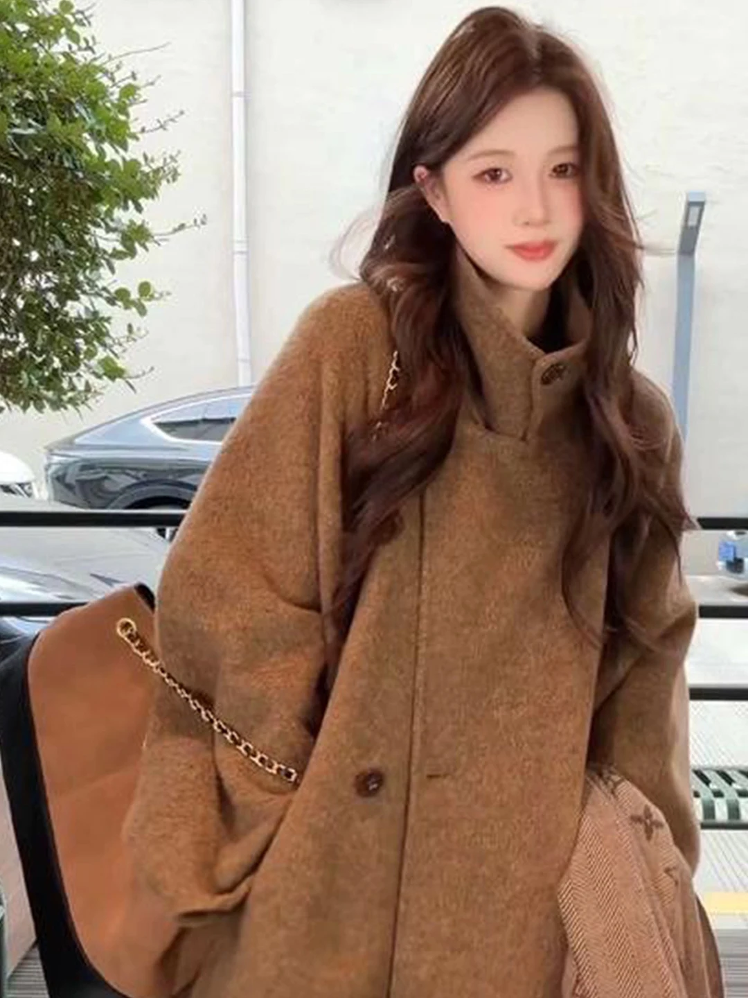 

Двустороннее шерстяное пальто Camere, женское пальто средней длины, осенне-зимнее новое пальто в Корейском стиле, свободный крой